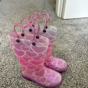 Heart Pattern Light Up Kids Rain Boots - Pink